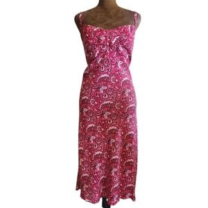 LOFT Dress Pink Paisley Y2K Size 12 Sleeveless Midi Lightweight Summer Boho